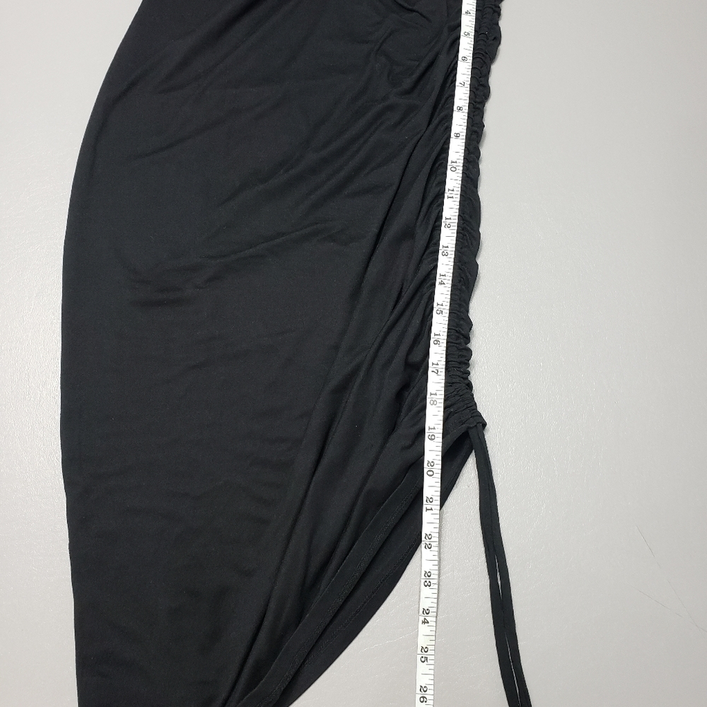 almost famous solid black ruched side skirt women's size small - Picture 7 of 9